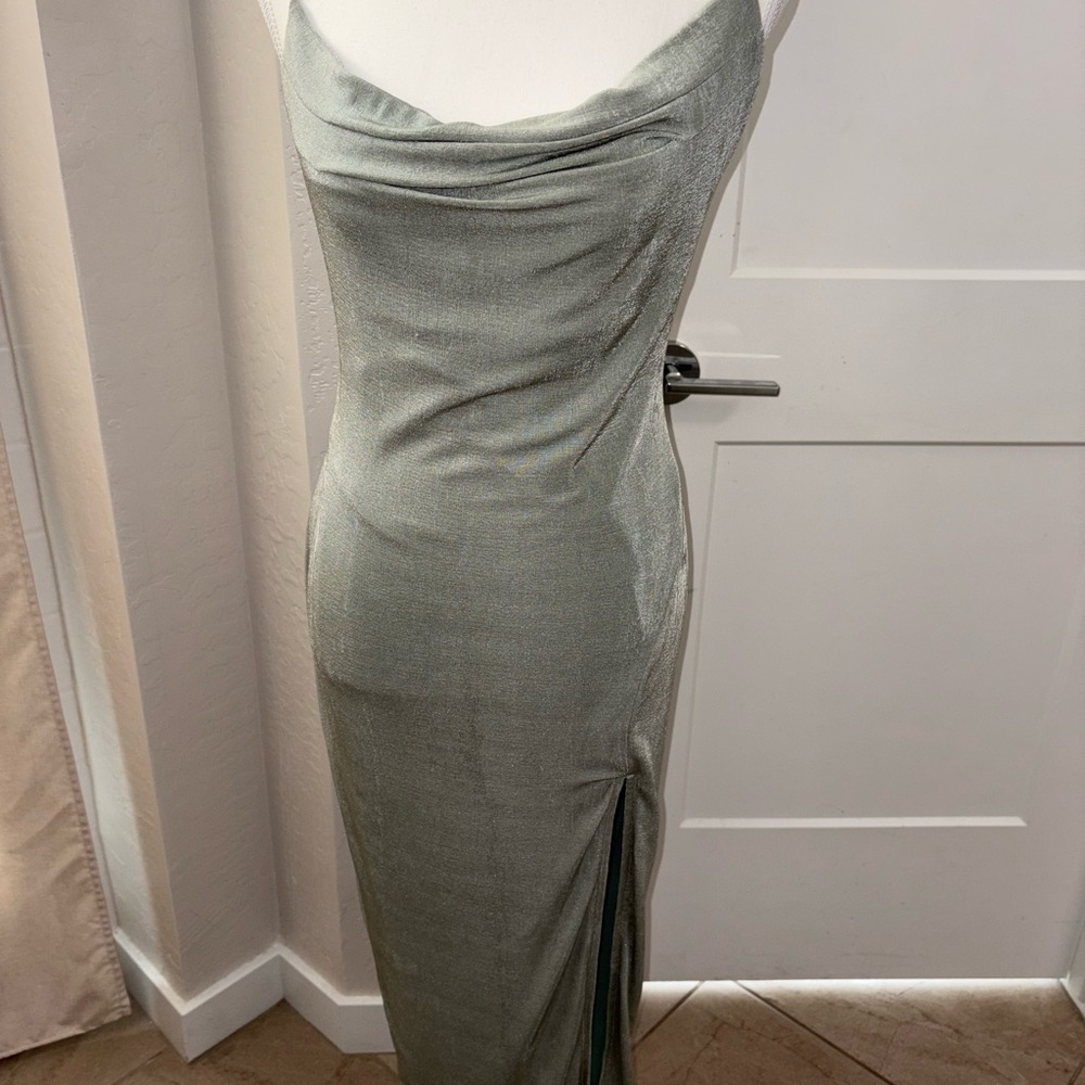 Elvi Strapless Sage Green Dress